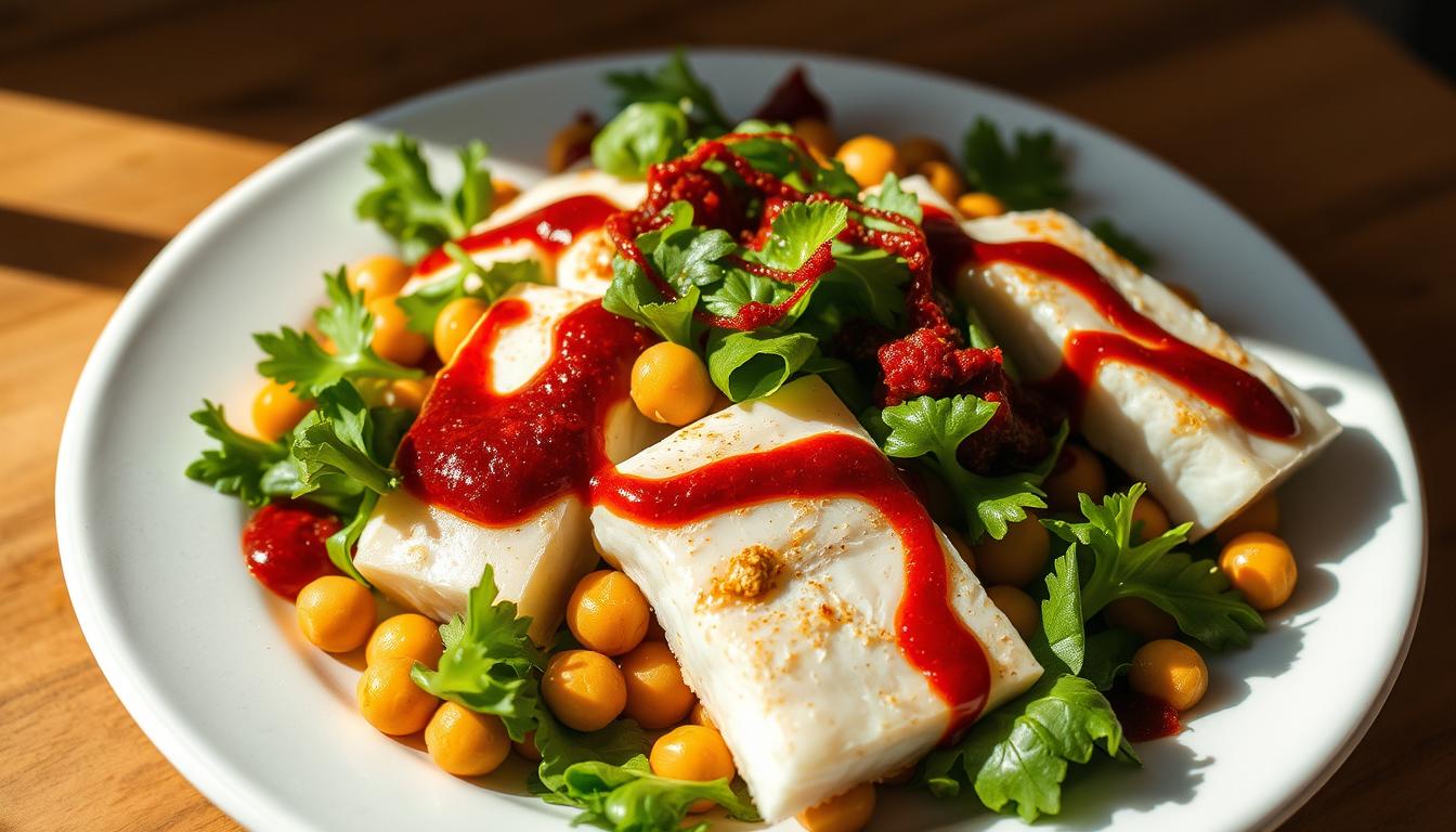 Salada de Bacalhau e Bimi com Grão e Muhammara