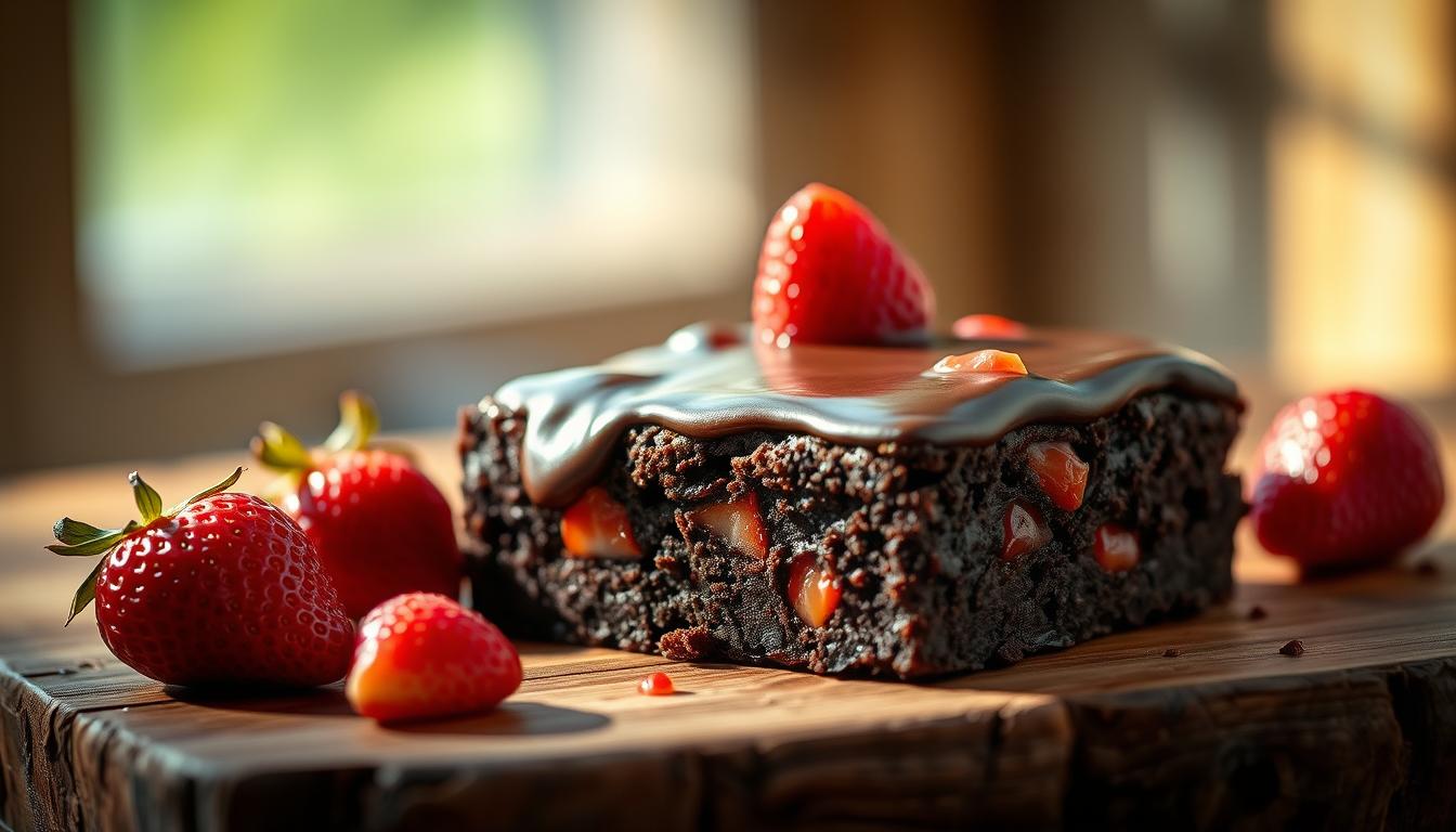 Brownie Delicioso de Chocolate e Morangos