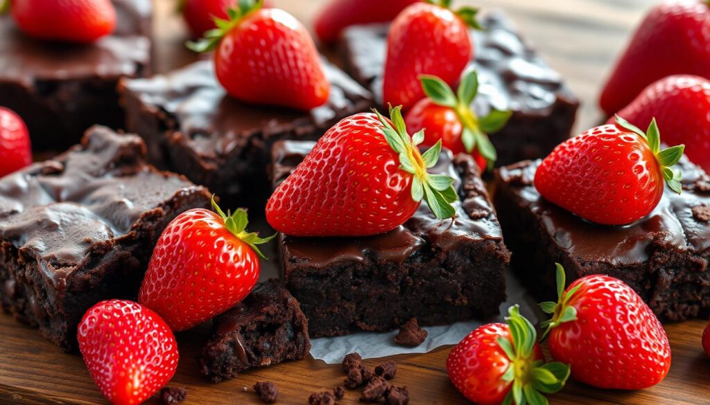 brownie com morangos